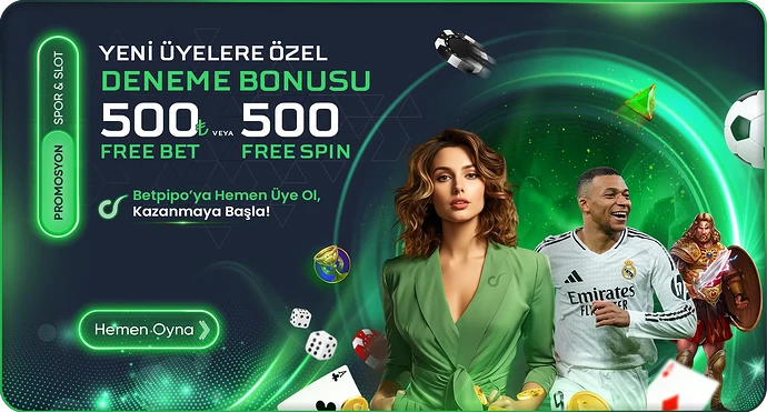 Betpipo 500 TL FS ve ya 500 TL FB Deneme Bonusu